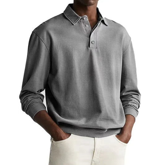 Men’s Long Sleeve Business Casual Cotton Polo