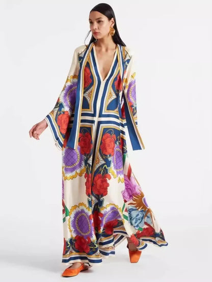 Vintage Muse Printed Maxi Dress