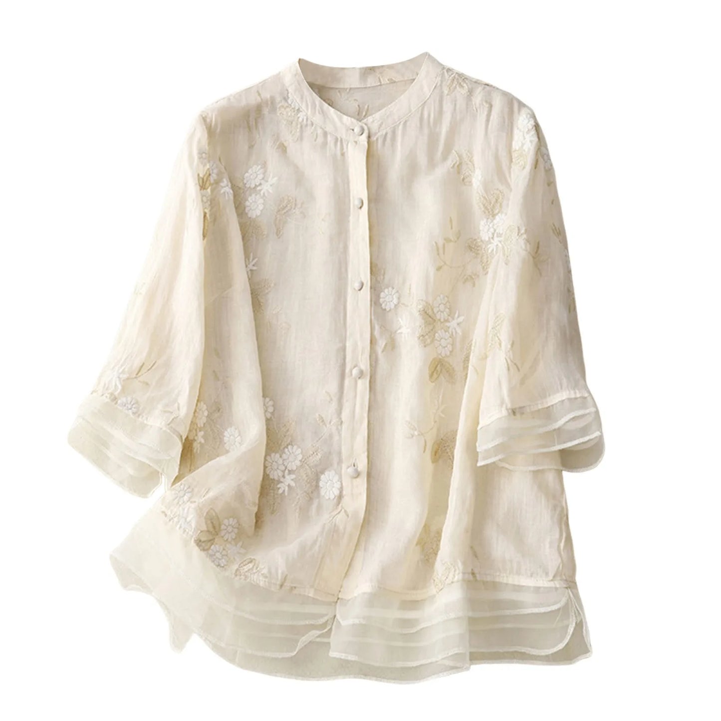 Vintage Bloom Embroidered Cotton Top