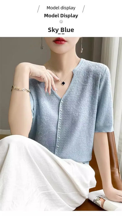 V-Neck Knitted Summer Top