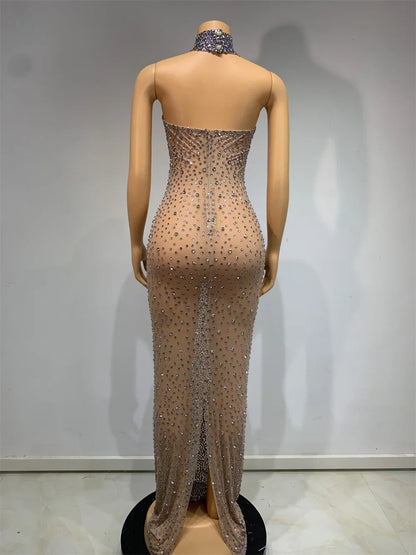 Diamond Drape Elegant Evening Gown