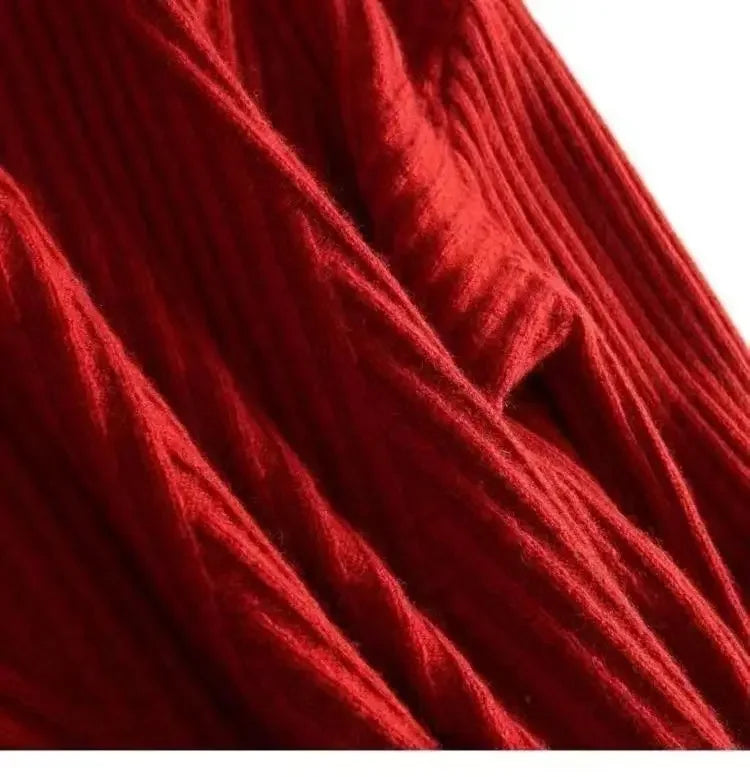 Stripe Aura Irregular Turtleneck Sweater