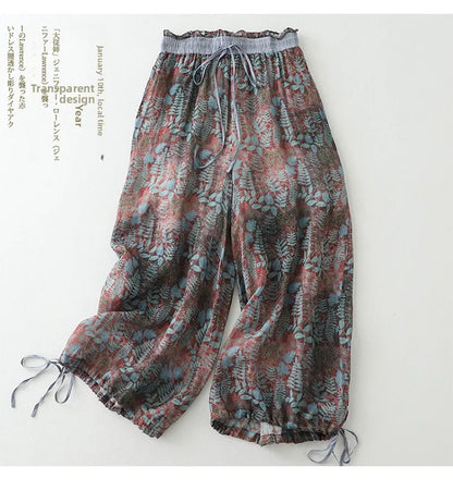 Cotton Linen Printed Slim Fit Pantss