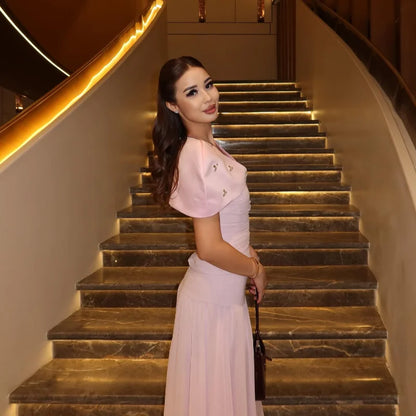 Diamond Drape Elegant Evening Gown