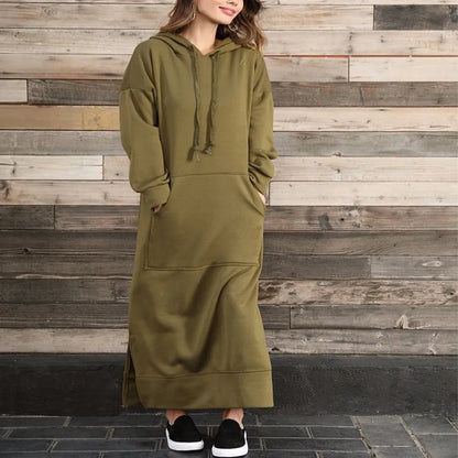 Hooded Sweater Dress with Pockets
