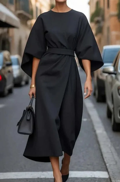 Chic Women’s Solid Color Bat Sleeve Dress