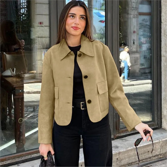 Lapel Pocket Short Jacket