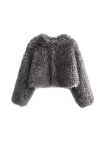Plush Chic Cropped Faux Fur Jacket