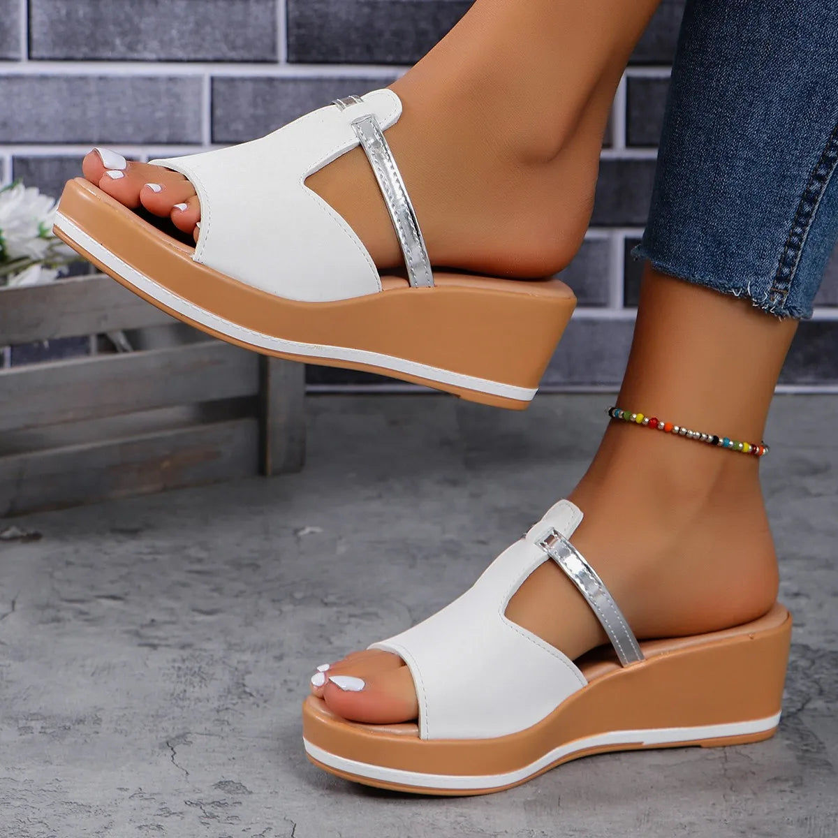 Gold Wedge Platform Sandals