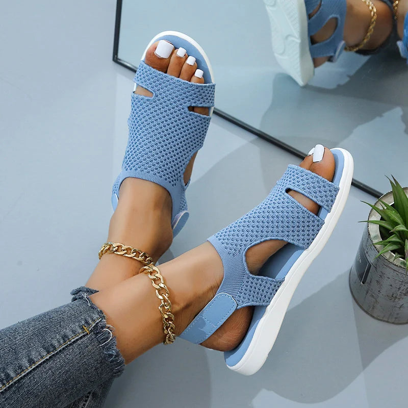 Crystal Mesh Flat Sandals