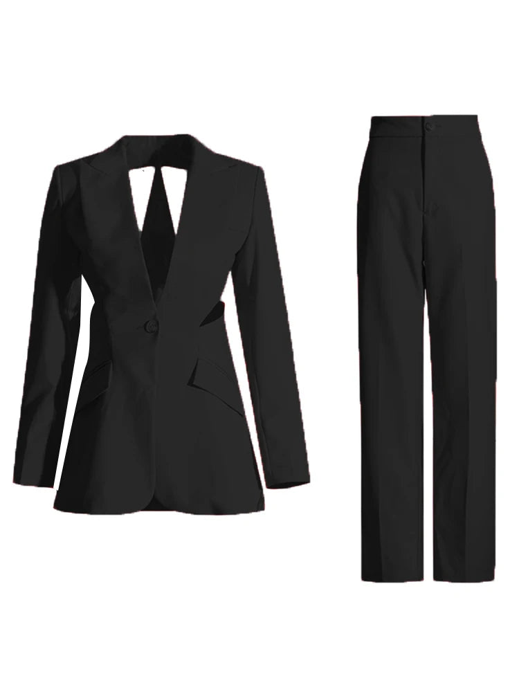 Power Chic Hollow Out Blazer Set