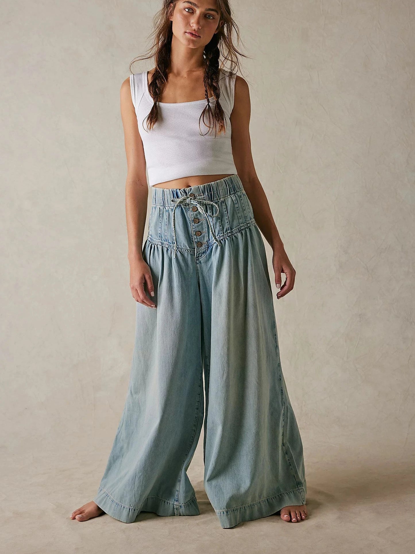 Lace-Up Denim Pants