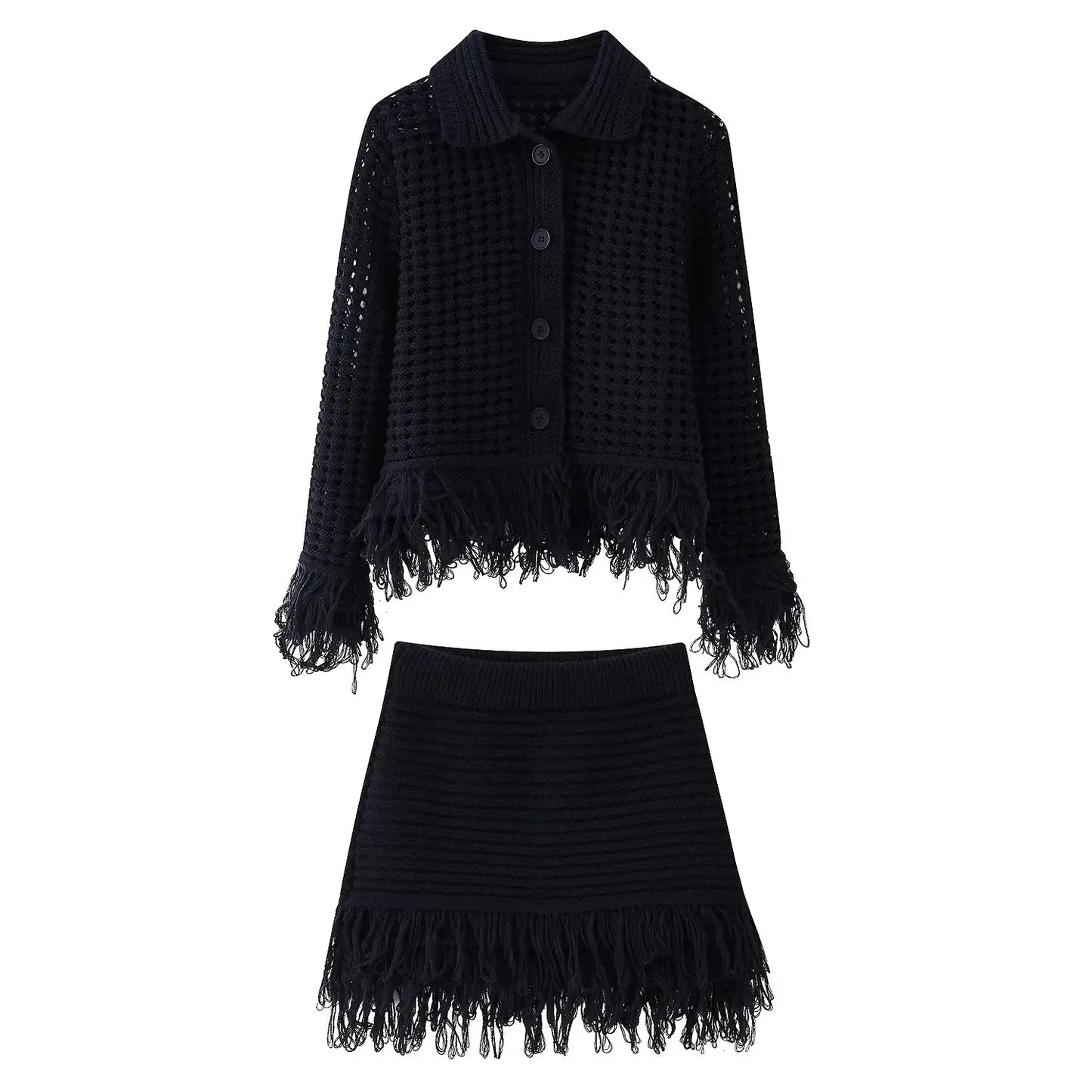 Tassel Knit Skirt Set