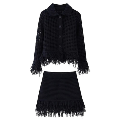 Tassel Knit Skirt Set