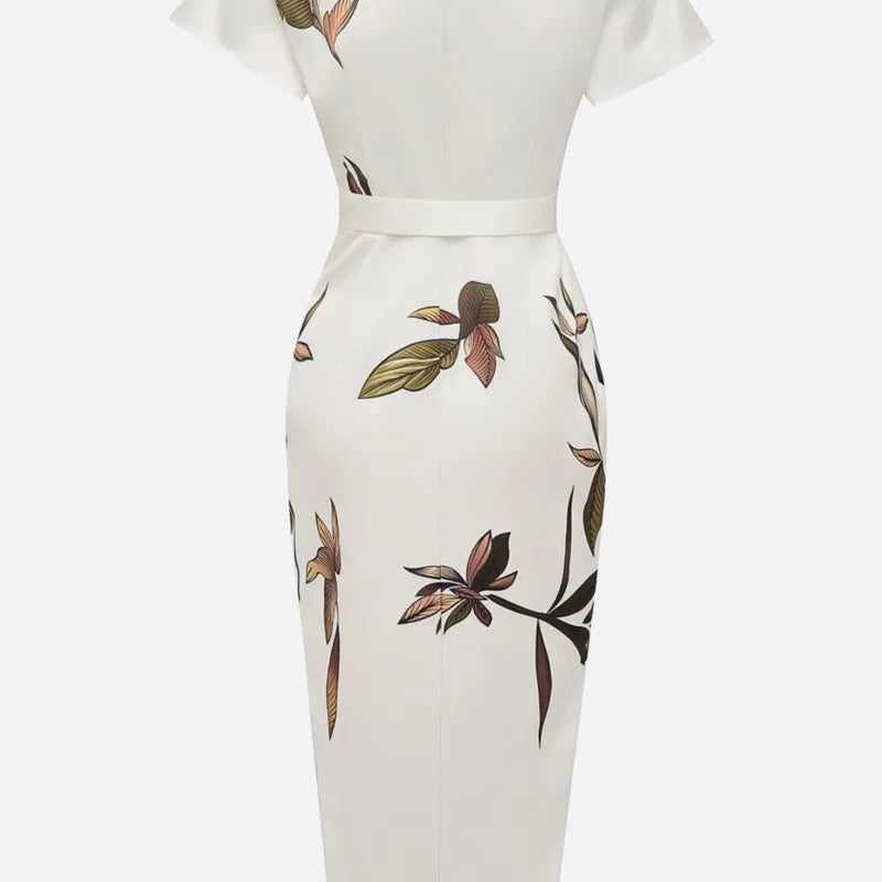 V-Neck Bodycon Office Dress
