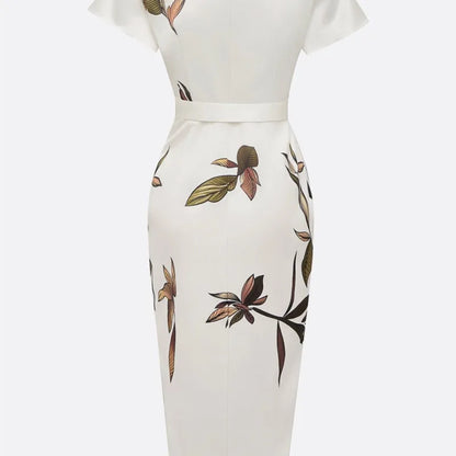 V-Neck Bodycon Office Dress