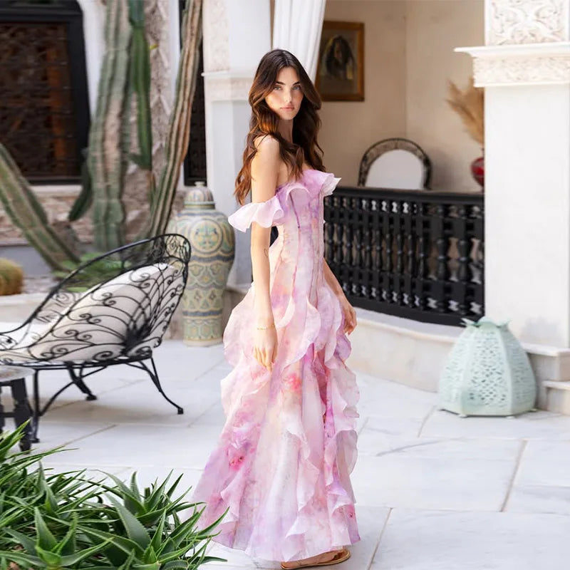 Parisian Breeze Off-Shoulder Maxi Dress