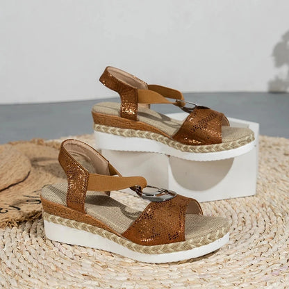 Snake Print Wedge Gladiator Sandals