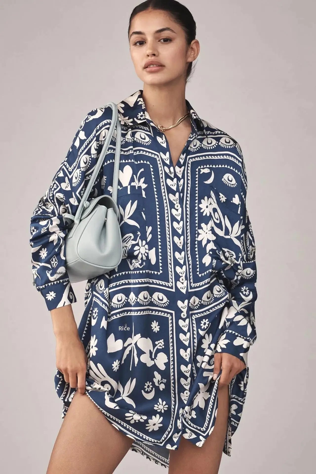 Chic Doodle Print Cardigan Dress