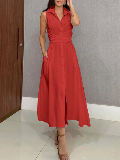 Solid Color Shirt Dress