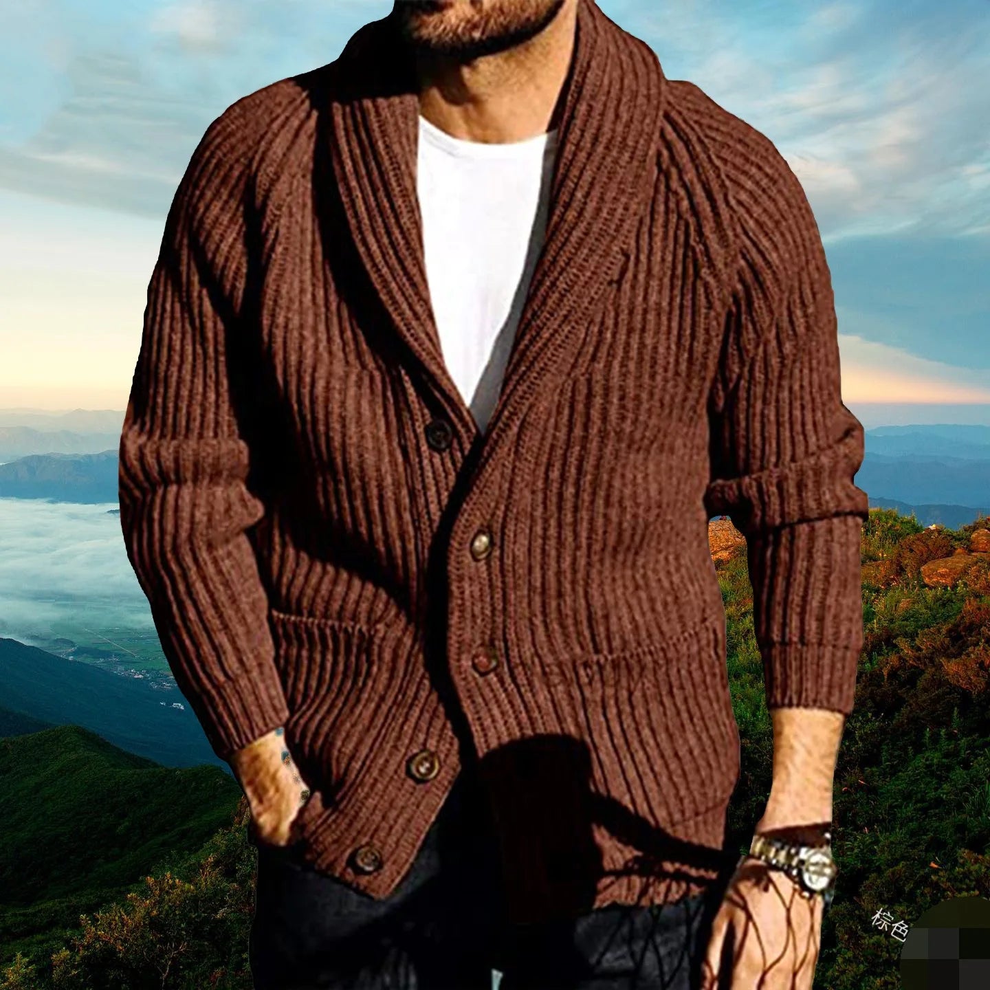 Men’s Slim Fit Knitted Cardigan Sweater