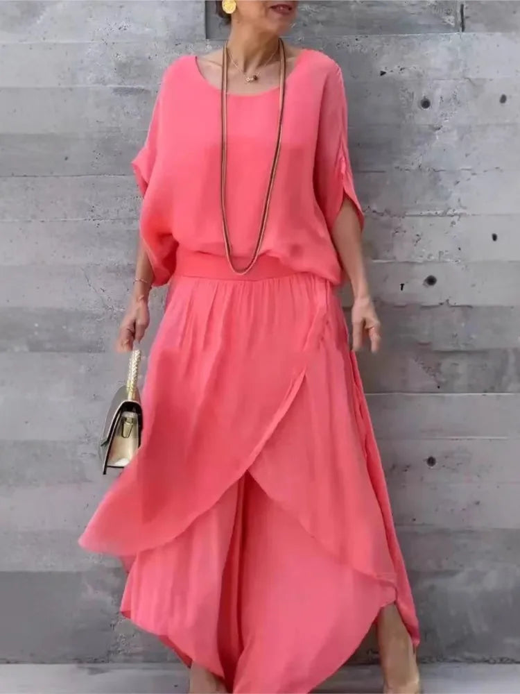 Graceful Flow Chiffon Pant Set