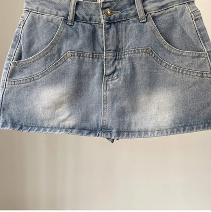 High Waist Denim Mini Skirt
