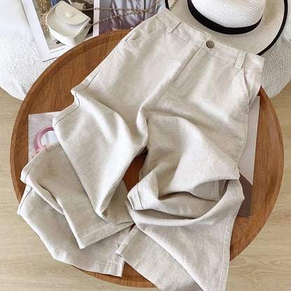DriftEase High Waist Linen Pants