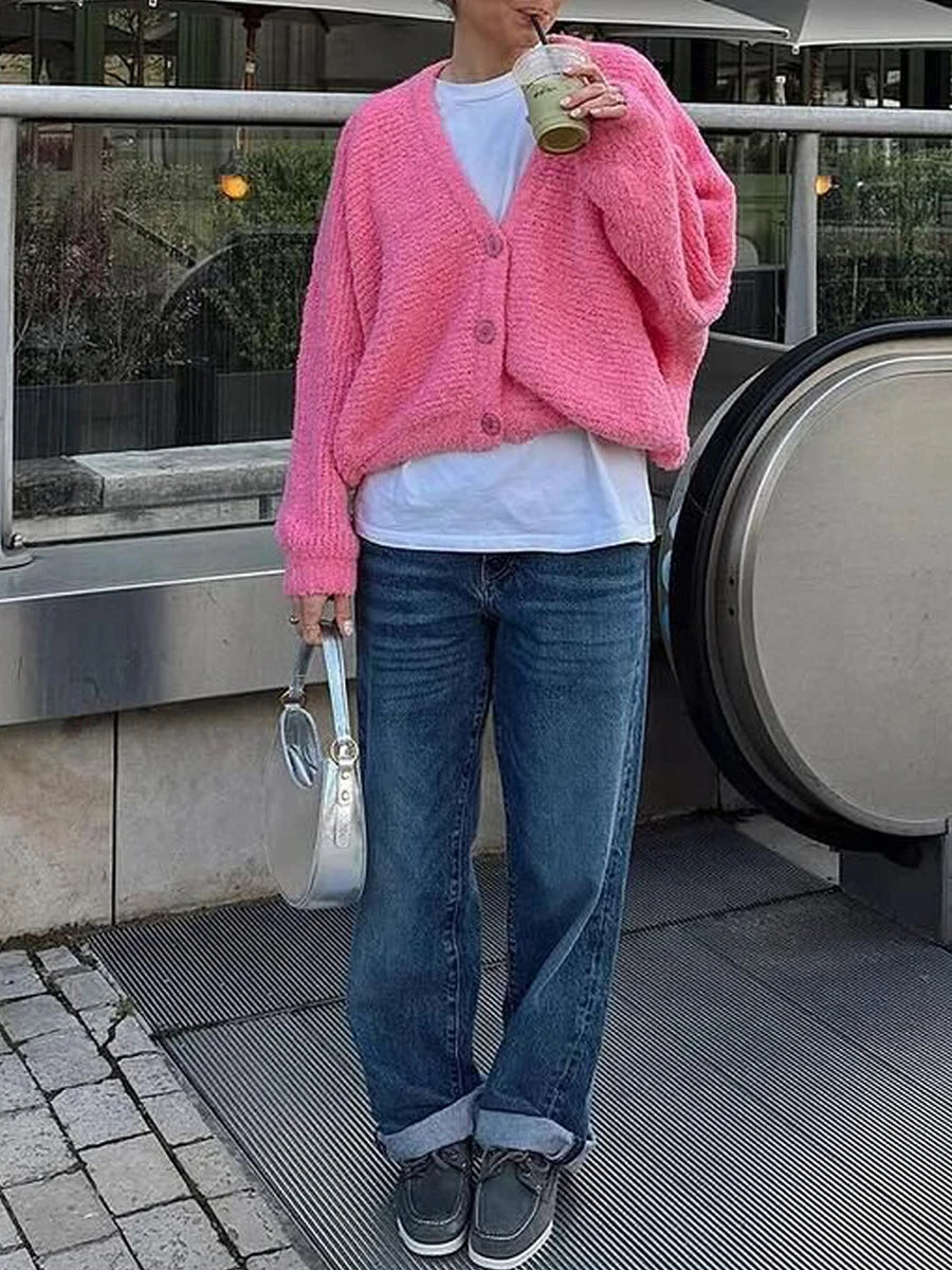 Cozy Vibe Fuzzy Button-Up Cardigan