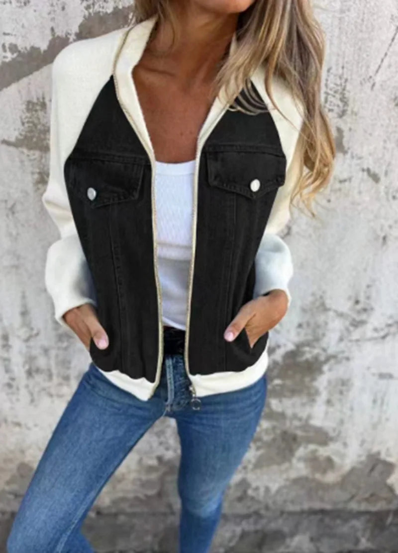 Cozy Patchwork Woolen Zip Jacket