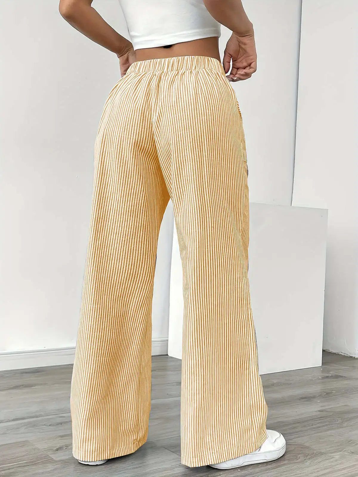 Striped Wide Leg High Waist Pants