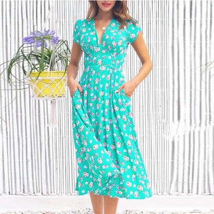 Bloom Grace V Neck Midi Dress