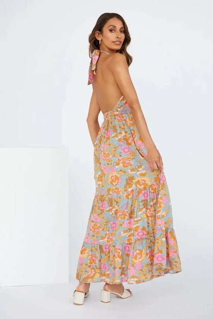 V-Neck Wrap Hollow Out Maxi Dress
