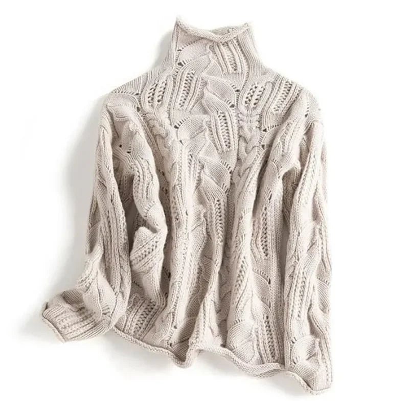 Solid Twist Hollow Knit Sweater