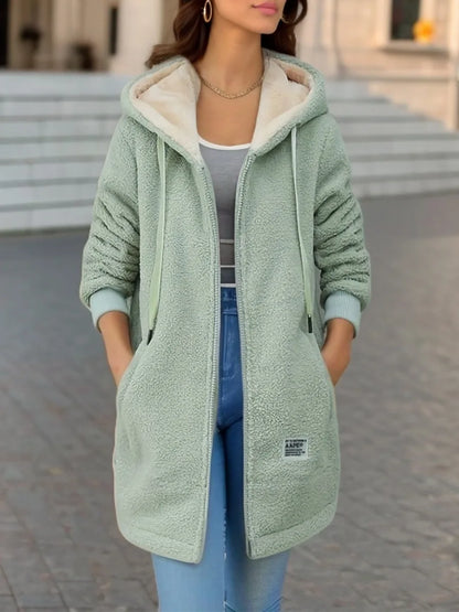 Mid-Length Zipper Jacket with Embroidered Lettering