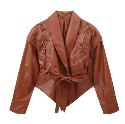 Lace-Up Faux Leather Jacket