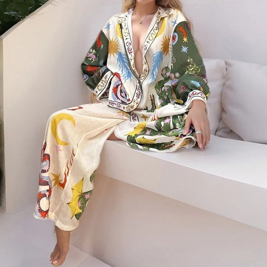 Graffiti Print Casual Two-Piece