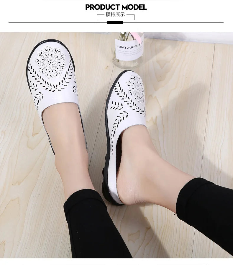 Breezy Chic Leather Slip-On Mules