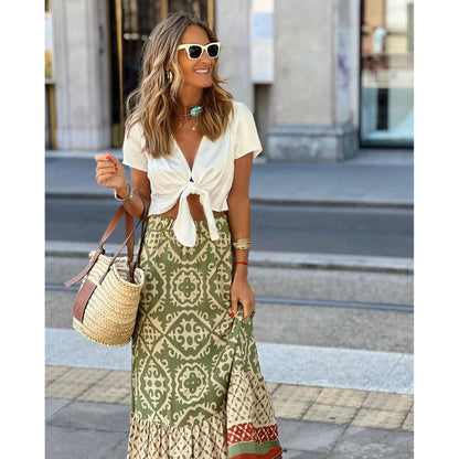 Sunlit Charm Bohemian Maxi Skirt