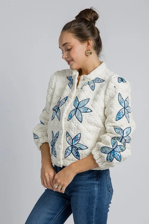 BloomNest Quilted Bomber Jacket