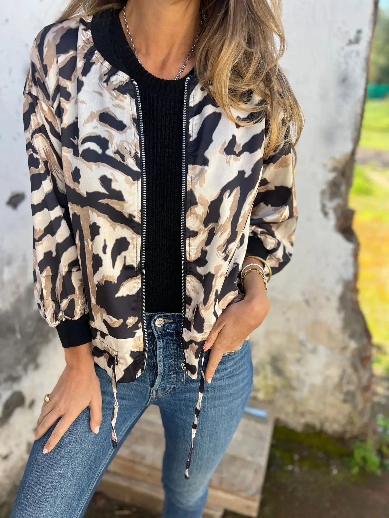 Leopard Print Bomber Jacket