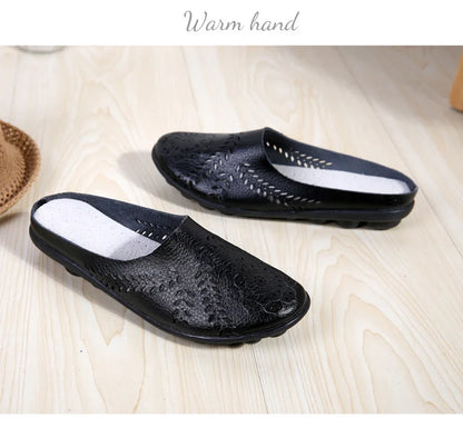 Breezy Chic Leather Slip-On Mules