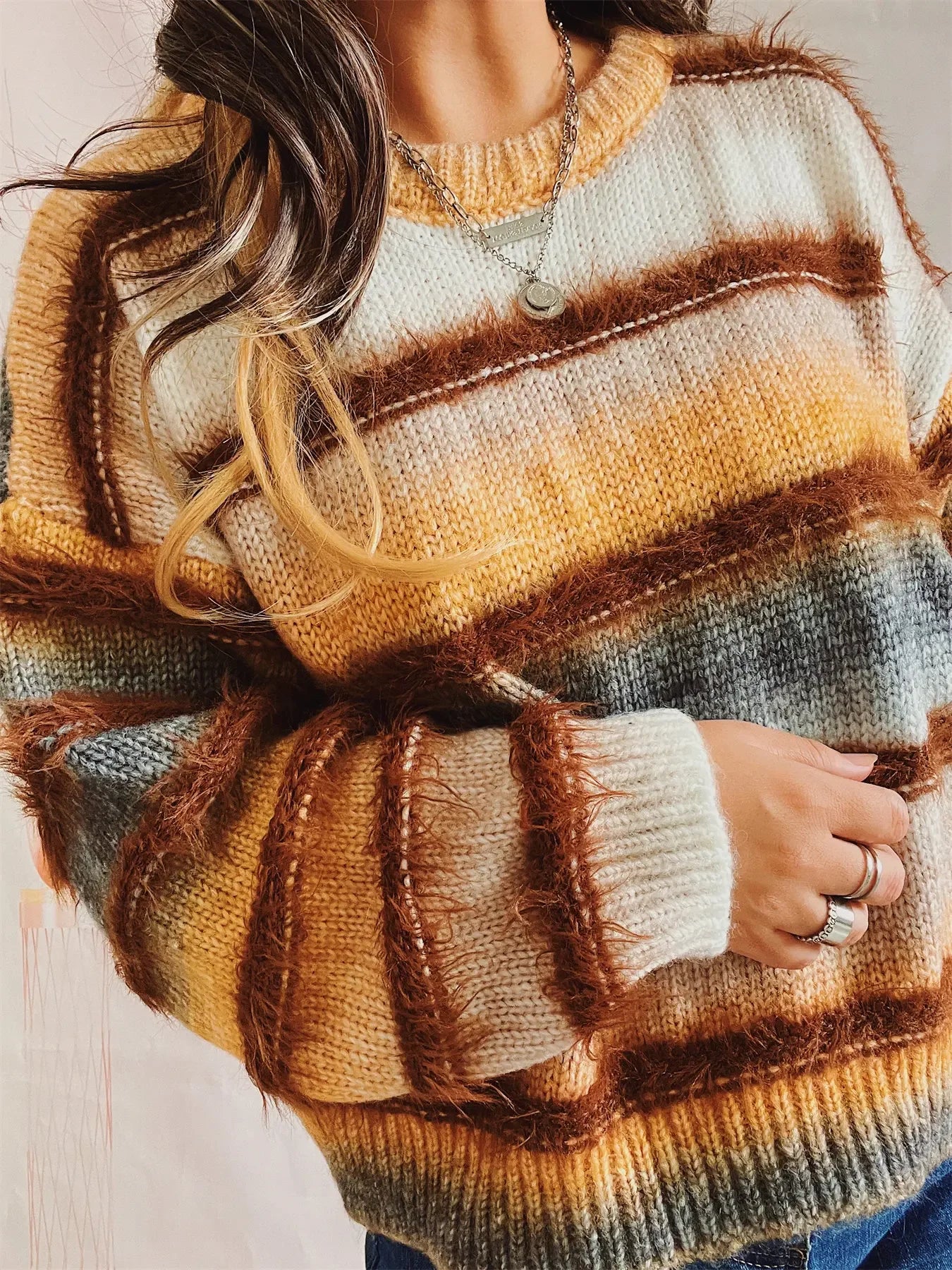 Cozy Gradient Stripe Knit Sweater