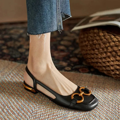 Retro Suede Slingback Office Flats