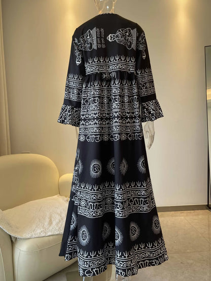 Boho Spirit Ethnic Print Maxi Dress