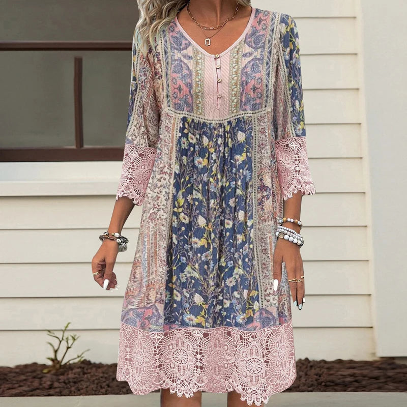 Vintage Lace V-Neck Elegant Dress