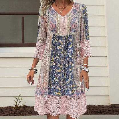 Vintage Lace V-Neck Elegant Dress