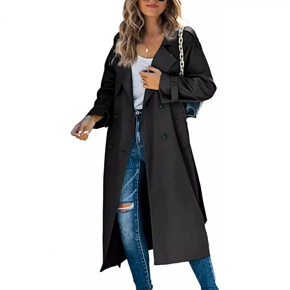 Modern Long Lapel Trench Coat
