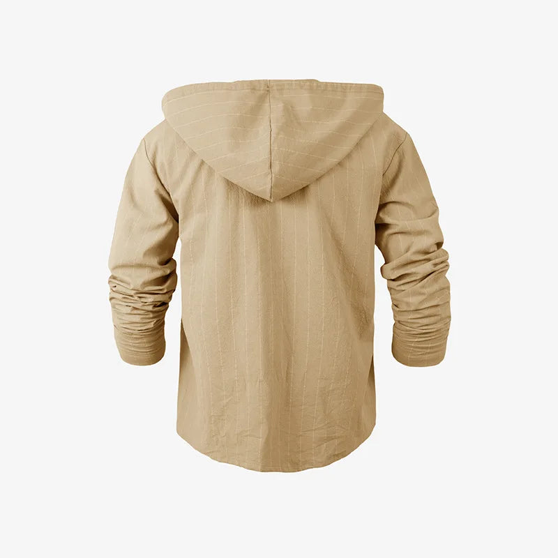 Striped Hooded Linen Shirt