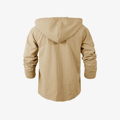 Striped Hooded Linen Shirt